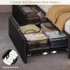 imageYITAHOME King Size Bed Frame with RGB LED Lights ampamp Storage Bookcase Headboard Upholstered Bed with Charging Station and 4 Drawers No Box Spring Needed Easy Assembly NoiseFree PU Leather WhitePu Leather Black