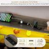 imageYITAHOME King Size Bed Frame with RGB LED Lights ampamp Storage Bookcase Headboard Upholstered Bed with Charging Station and 4 Drawers No Box Spring Needed Easy Assembly NoiseFree PU Leather WhitePu Leather Black