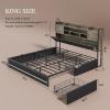 imageYITAHOME King Size Bed Frame with RGB LED Lights ampamp Storage Bookcase Headboard Upholstered Bed with Charging Station and 4 Drawers No Box Spring Needed Easy Assembly NoiseFree PU Leather WhitePu Leather Black