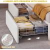 imageYITAHOME King Size Bed Frame with RGB LED Lights ampamp Storage Bookcase Headboard Upholstered Bed with Charging Station and 4 Drawers No Box Spring Needed Easy Assembly NoiseFree PU Leather WhitePu Leather White