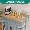 imageYITAHOME Kitchen Island with Drop Leaf Mobile Storage Island with Power Outlet Americana Rolling Kitchen Carts with Storage Shelves and Drawers Island Table on Wheels for Dining Room BeigeGray Blue