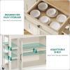 imageYITAHOME Kitchen Island with Drop Leaf Mobile Storage Island with Power Outlet Americana Rolling Kitchen Carts with Storage Shelves and Drawers Island Table on Wheels for Dining Room BeigeBeige