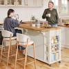 imageYITAHOME Kitchen Island with Drop Leaf Mobile Storage Island with Power Outlet Americana Rolling Kitchen Carts with Storage Shelves and Drawers Island Table on Wheels for Dining Room BeigeBeige