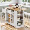 imageYITAHOME Kitchen Island with Seating 47 Inch Mobile Storage Island with Drop Leaf Rolling Islands Table with Power Outlet ampamp Spice Rack 2 Upholstered Stools and Footrest for Dining Room Off WhiteWhite Oak