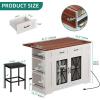 imageYITAHOME Kitchen Island with Seating 47 Inch Mobile Storage Island with Drop Leaf Rolling Islands Table with Power Outlet ampamp Spice Rack 2 Upholstered Stools and Footrest for Dining Room Off WhiteOff White