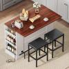 imageYITAHOME Kitchen Island with Seating 47 Inch Mobile Storage Island with Drop Leaf Rolling Islands Table with Power Outlet ampamp Spice Rack 2 Upholstered Stools and Footrest for Dining Room Off WhiteOff White