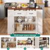 imageYITAHOME Kitchen Island with Seating 47 Inch Mobile Storage Island with Drop Leaf Rolling Islands Table with Power Outlet ampamp Spice Rack 2 Upholstered Stools and Footrest for Dining Room Off WhiteOff White