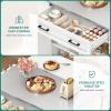 imageYITAHOME Kitchen Island with Stainless Steel Top ampamp Drop Leaf 47 Inch Kitchen Island on Wheels with Power Outlet Rolling Portable Mobile Kitchen Cart w Storage Drawer Cabinet Counter Metal Top WhiteWhite Small