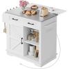 imageYITAHOME Kitchen Island with Stainless Steel Top ampamp Drop Leaf 47 Inch Kitchen Island on Wheels with Power Outlet Rolling Portable Mobile Kitchen Cart w Storage Drawer Cabinet Counter Metal Top WhiteWhite Small