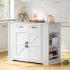 imageYITAHOME Kitchen Island with Stainless Steel Top ampamp Drop Leaf 47 Inch Kitchen Island on Wheels with Power Outlet Rolling Portable Mobile Kitchen Cart w Storage Drawer Cabinet Counter Metal Top WhiteWhite Medium