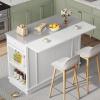 imageYITAHOME Kitchen Island with Stainless Steel Top ampamp Drop Leaf 47 Inch Kitchen Island on Wheels with Power Outlet Rolling Portable Mobile Kitchen Cart w Storage Drawer Cabinet Counter Metal Top WhiteWhite Medium