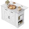 imageYITAHOME Kitchen Island with Stainless Steel Top ampamp Drop Leaf 47 Inch Kitchen Island on Wheels with Power Outlet Rolling Portable Mobile Kitchen Cart w Storage Drawer Cabinet Counter Metal Top WhiteWhite Medium