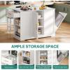 imageYITAHOME Kitchen Islands with Seating 47quot Mobile Storage Island with Trash Can Rolling Kitchen Island Cart with Drop Leaf ampamp Stainless Steel Countertop Bar Table with 2 Stools Spice Rack WhiteWhite