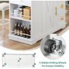 imageYITAHOME Kitchen Islands with Seating 47quot Mobile Storage Island with Trash Can Rolling Kitchen Island Cart with Drop Leaf ampamp Stainless Steel Countertop Bar Table with 2 Stools Spice Rack WhiteWhite