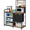 imageYITAHOME Kitchen Microwave Stand Bakers Rack with Shelf 55quot Large Kitchen Storage Shelf with Rolling Wheeled Storage BasketsHooks Coffee Bar Table Station with Dining Room Retro Brown55 x 472