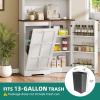 imageYITAHOME Kitchen Pantry Cabinet WTilit Out Trash Can Fit 10 Gallon 69quot Tall Farmhouse Coffee Bar Storage Cabinets with Drawers Doors Glass Display Cupboard Case Shelf Wheel Rustic Dark OakWhite Oak