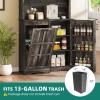 imageYITAHOME Kitchen Pantry Cabinet WTilit Out Trash Can Fit 10 Gallon 69quot Tall Farmhouse Coffee Bar Storage Cabinets with Drawers Doors Glass Display Cupboard Case Shelf Wheel Rustic Dark OakDark Rustic Oak
