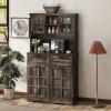 imageYITAHOME Kitchen Pantry Cabinet WTilit Out Trash Can Fit 10 Gallon 69quot Tall Farmhouse Coffee Bar Storage Cabinets with Drawers Doors Glass Display Cupboard Case Shelf Wheel Rustic Dark OakDark Rustic Oak