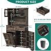 imageYITAHOME Kitchen Pantry Cabinet WTilit Out Trash Can Fit 10 Gallon 69quot Tall Farmhouse Coffee Bar Storage Cabinets with Drawers Doors Glass Display Cupboard Case Shelf Wheel Rustic Dark OakDark Rustic Oak