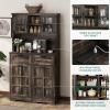 imageYITAHOME Kitchen Pantry Cabinet WTilit Out Trash Can Fit 10 Gallon 69quot Tall Farmhouse Coffee Bar Storage Cabinets with Drawers Doors Glass Display Cupboard Case Shelf Wheel Rustic Dark OakDark Rustic Oak