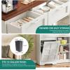 imageYITAHOME Kitchen Pantry Cabinet WTilit Out Trash Can Fit 10 Gallon 69quot Tall Farmhouse Coffee Bar Storage Cabinets with Drawers Doors Glass Display Cupboard Case Shelf Wheel Rustic Dark OakWhite Oak