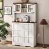 imageYITAHOME Kitchen Pantry Cabinet WTilit Out Trash Can Fit 10 Gallon 69quot Tall Farmhouse Coffee Bar Storage Cabinets with Drawers Doors Glass Display Cupboard Case Shelf Wheel Rustic Dark OakWhite Oak