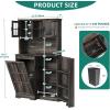 imageYITAHOME Kitchen Pantry Cabinet WTilit Out Trash Can Fit 10 Gallon 69quot Tall Farmhouse Coffee Bar Storage Cabinets with Drawers Doors Glass Display Cupboard Case Shelf Wheel Rustic Dark OakDark Rustic Oak