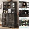 imageYITAHOME Kitchen Pantry Cabinet WTilit Out Trash Can Fit 10 Gallon 69quot Tall Farmhouse Coffee Bar Storage Cabinets with Drawers Doors Glass Display Cupboard Case Shelf Wheel Rustic Dark OakDark Rustic Oak