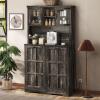 imageYITAHOME Kitchen Pantry Cabinet WTilit Out Trash Can Fit 10 Gallon 69quot Tall Farmhouse Coffee Bar Storage Cabinets with Drawers Doors Glass Display Cupboard Case Shelf Wheel Rustic Dark OakDark Rustic Oak