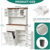 imageYITAHOME Kitchen Pantry Cabinet WTilit Out Trash Can Fit 10 Gallon 69quot Tall Farmhouse Coffee Bar Storage Cabinets with Drawers Doors Glass Display Cupboard Case Shelf Wheel Rustic Dark OakWhite Oak