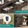 imageYITAHOME Kitchen Pantry Cabinet WTilit Out Trash Can Fit 10 Gallon 69quot Tall Farmhouse Coffee Bar Storage Cabinets with Drawers Doors Glass Display Cupboard Case Shelf Wheel Rustic Dark OakDark Rustic Oak