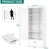 imageYITAHOME Kitchen Pantry Cabinet with Lights 61quot Metal Storage Cabinets with Adjustable Shelves Organizer Cabinet with Barn Doors Freestanding Cupboard with Drawer for Dining Living Room Navy BlueWhite