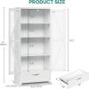 imageYITAHOME Kitchen Pantry Cabinet with Lights 61quot Metal Storage Cabinets with Adjustable Shelves Organizer Cabinet with Barn Doors Freestanding Cupboard with Drawer for Dining Living Room Navy BlueWhtie