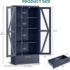 imageYITAHOME Kitchen Pantry Cabinet with Lights 61quot Metal Storage Cabinets with Adjustable Shelves Organizer Cabinet with Barn Doors Freestanding Cupboard with Drawer for Dining Living Room Navy BlueNavy Blue