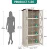 imageYITAHOME Kitchen Pantry Storage Cabinet 66quot Freestanding Farmhouse Glass Door Display Storage Cabinet with Door ampamp Shelves for Living ampamp Dinning Room WhiteWhite