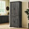 imageYITAHOME Kitchen Pantry Storage Cabinet 66quot Freestanding Farmhouse Glass Door Display Storage Cabinet with Door ampamp Shelves for Living ampamp Dinning Room WhiteDark Rustic Oak