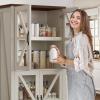 imageYITAHOME Kitchen Pantry Storage Cabinet 66quot Freestanding Farmhouse Glass Door Display Storage Cabinet with Door ampamp Shelves for Living ampamp Dinning Room WhiteWhite