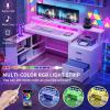 imageYITAHOME L Shaped Desk with 3 Drawers 65quot Corner Computer Desk with Power Outlets ampamp LED Lights LShaped Desk with File Cabinet ampamp Printer Stand for Home Office White ampamp OakWhite