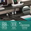 imageYITAHOME L Shaped Desk with 3 Drawers 65quot Corner Computer Desk with Power Outlets ampamp LED Lights LShaped Desk with File Cabinet ampamp Printer Stand for Home Office White ampamp OakGrey