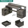 imageYITAHOME L Shaped Desk with 3 Drawers 65quot Corner Computer Desk with Power Outlets ampamp LED Lights LShaped Desk with File Cabinet ampamp Printer Stand for Home Office White ampamp OakGrey