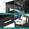 imageYITAHOME L Shaped Desk with 3 Drawers 65quot Corner Computer Desk with Power Outlets ampamp LED Lights LShaped Desk with File Cabinet ampamp Printer Stand for Home Office White ampamp OakBlack