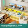 imageYITAHOME L Shaped Desk with 3 Drawers 65quot Corner Computer Desk with Power Outlets ampamp LED Lights LShaped Desk with File Cabinet ampamp Printer Stand for Home Office White ampamp OakWhite  Oak