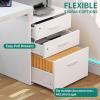 imageYITAHOME L Shaped Desk with 3 Drawers 65quot Corner Computer Desk with Power Outlets ampamp LED Lights LShaped Desk with File Cabinet ampamp Printer Stand for Home Office White ampamp OakWhite