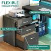 imageYITAHOME L Shaped Desk with Drawers 55quot Corner Computer Desk with Power Outlets LShaped Desk with LED Lights ampamp File Cabinet for Home Office GreyGrey  White