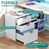 imageYITAHOME L Shaped Desk with Drawers 55quot Corner Computer Desk with Power Outlets ampamp LED Lights Large LShaped Office Desks with File Cabinet White ampamp GoldWhite  Gold