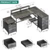 imageYITAHOME L Shaped Desk with File Drawers 71quot L Shaped Computer Desk with Power Outlet ampamp LED Lights Corner Office Desk with Storage Shelves ampamp Printer Stand Gaming Desk with Monitor Shelf BrownGrey