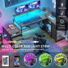 imageYITAHOME L Shaped Desk with File Drawers 71quot L Shaped Computer Desk with Power Outlet ampamp LED Lights Corner Office Desk with Storage Shelves ampamp Printer Stand Gaming Desk with Monitor Shelf BrownGrey