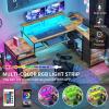 imageYITAHOME L Shaped Desk with File Drawers 71quot L Shaped Computer Desk with Power Outlet ampamp LED Lights Corner Office Desk with Storage Shelves ampamp Printer Stand Gaming Desk with Monitor Shelf BrownBrown