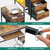 imageYITAHOME L Shaped Desk with File Drawers 71quot L Shaped Computer Desk with Power Outlet ampamp LED Lights Corner Office Desk with Storage Shelves ampamp Printer Stand Gaming Desk with Monitor Shelf BrownBrown