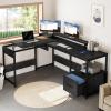 imageYITAHOME L Shaped Desk with Lift Top 65quot Adjustable Standing Desk with File Drawer Corner Computer Desks with Storage Shelves Black
